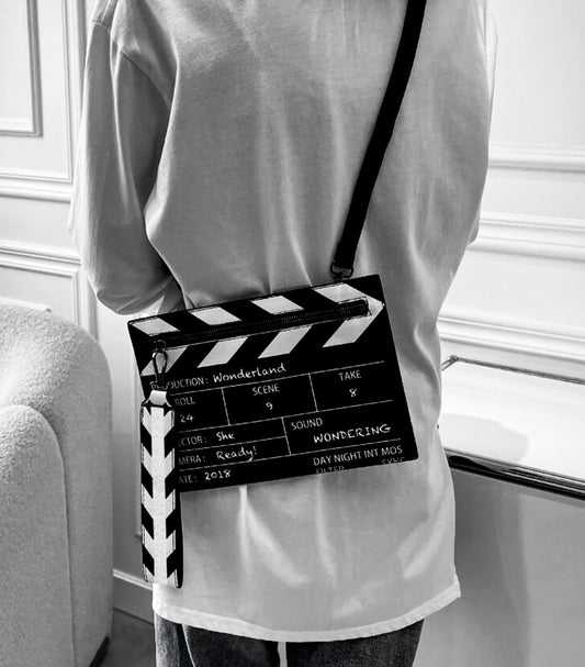 Lightweight, casual and business square bag with movie clapperboard design