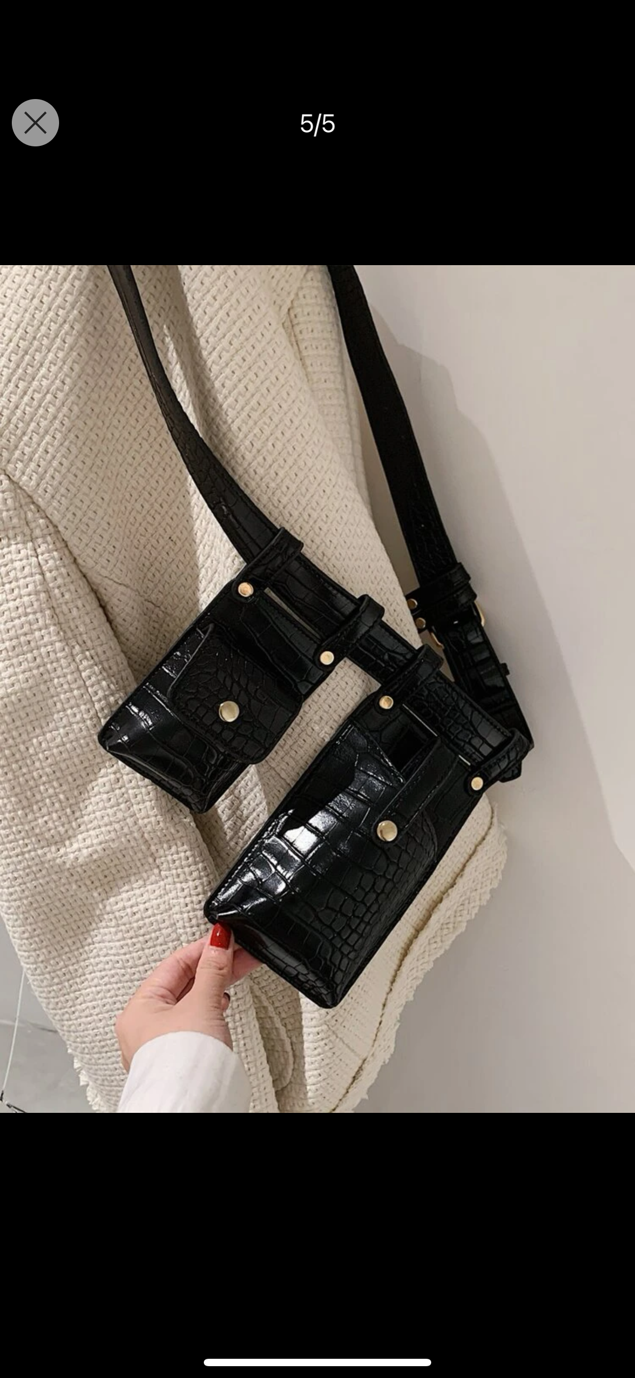 Mini Waist Bag With Crocodile Embossing And Multiple Pockets