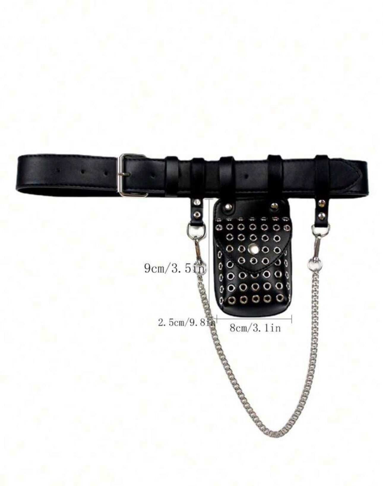 Mini Belt Bag Decorated With Rivets And Style Chains Punk, Fashion Waist Bag