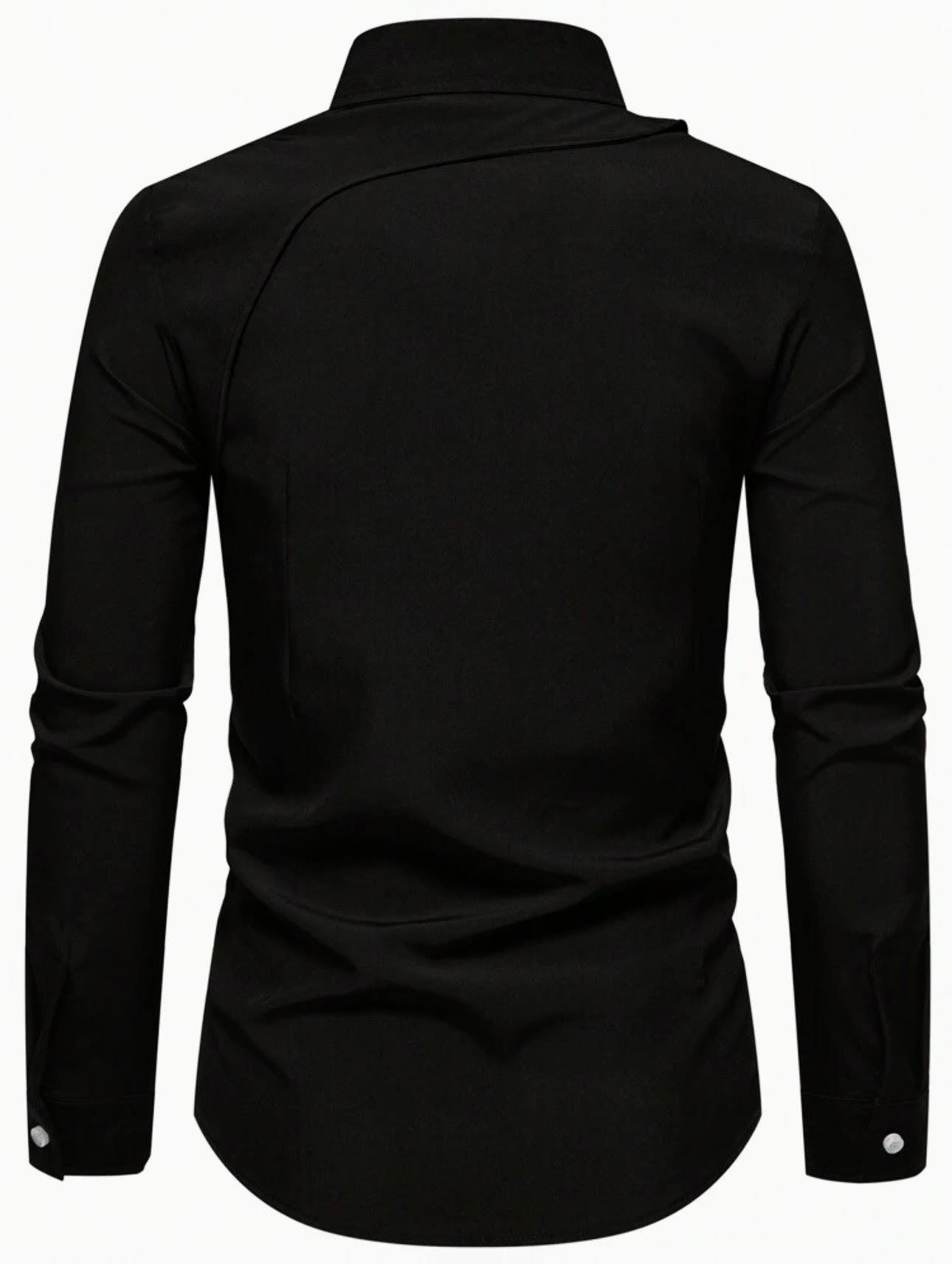 Men's Solid Color Asymmetrical Long Sleeve Shirt