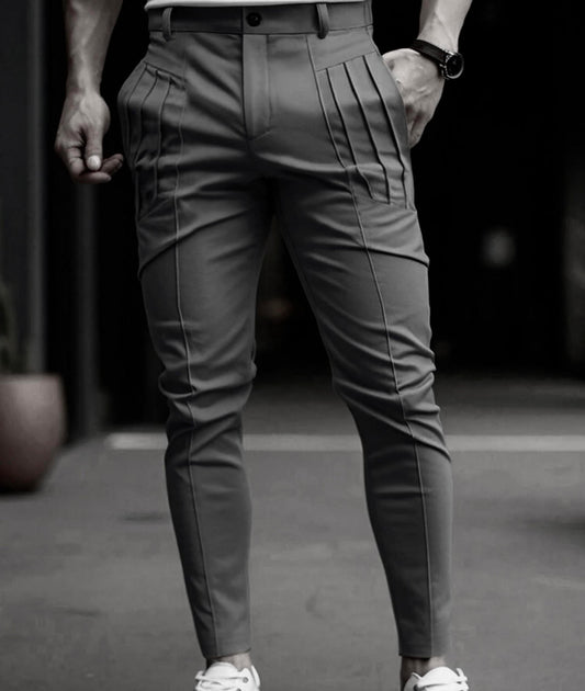 Men's Solid Color Pleated Pants